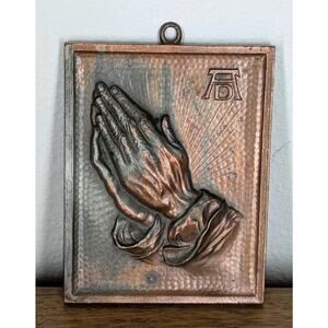 Achievements In Elegance Praying Hands Copper Wall Plaque Made In Austria 4"x 5"